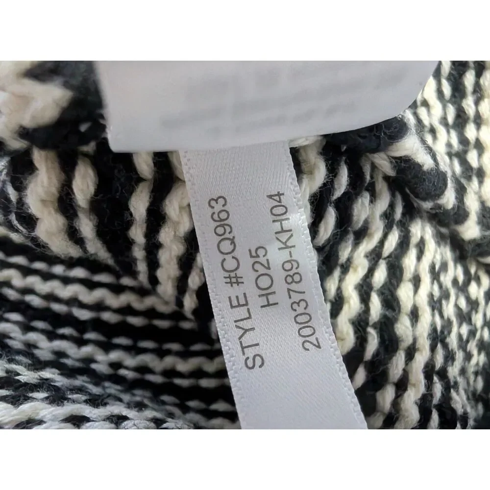J.Crew Rollneck Stripe Cotton Sweater Oversized Fit Black Ivory Medium Preppy - Picture 7 of 11
